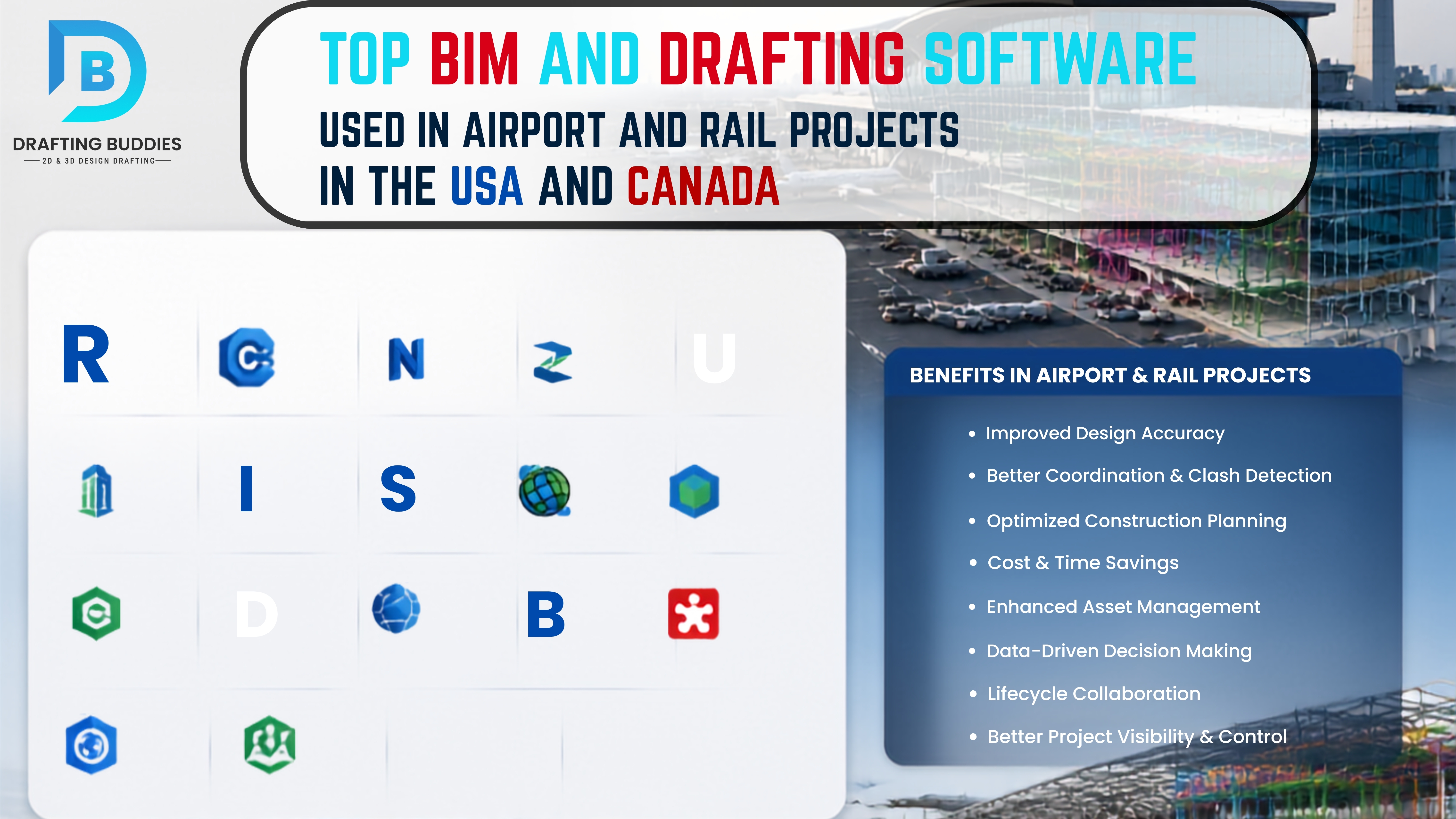 Top BIM and Drafting Software Used in Major Airport and Rail Projects in the USA and Canada