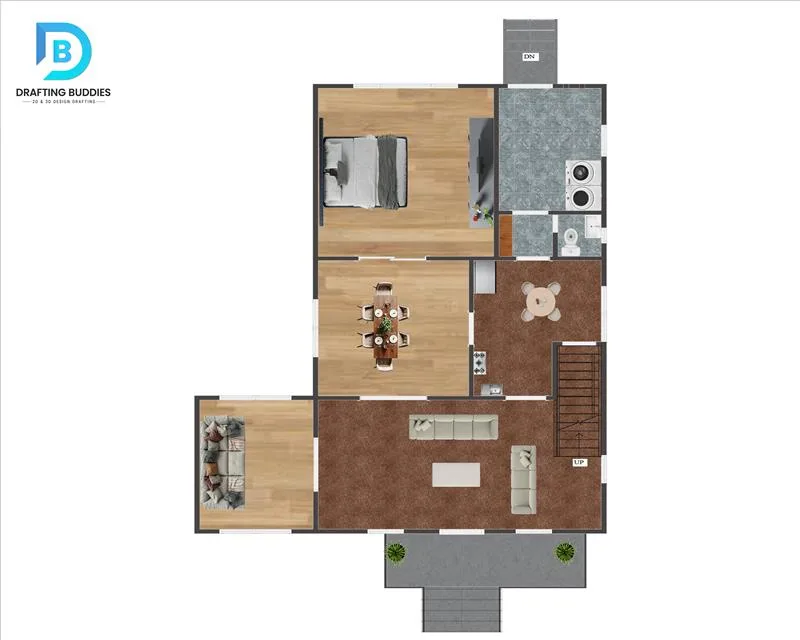 2D floor plan drafting sample with dimensioned layout for residential and commercial projects USA